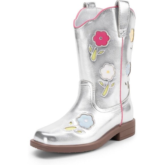 Girls Western Cowboy Boots Mid-Calf Riding Shoes for Kids